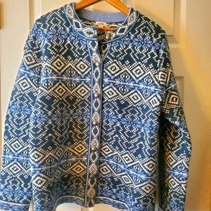 LL Bean button-up Fair Isle Nordic sweater